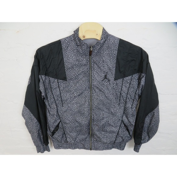 Vtg Jordan Jacket Mens Large Cement Jumpman Elephant Print Full Zip Windbreaker